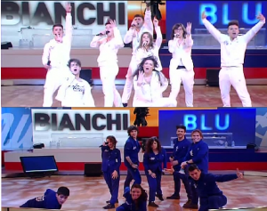 amici squadra blu e bianca